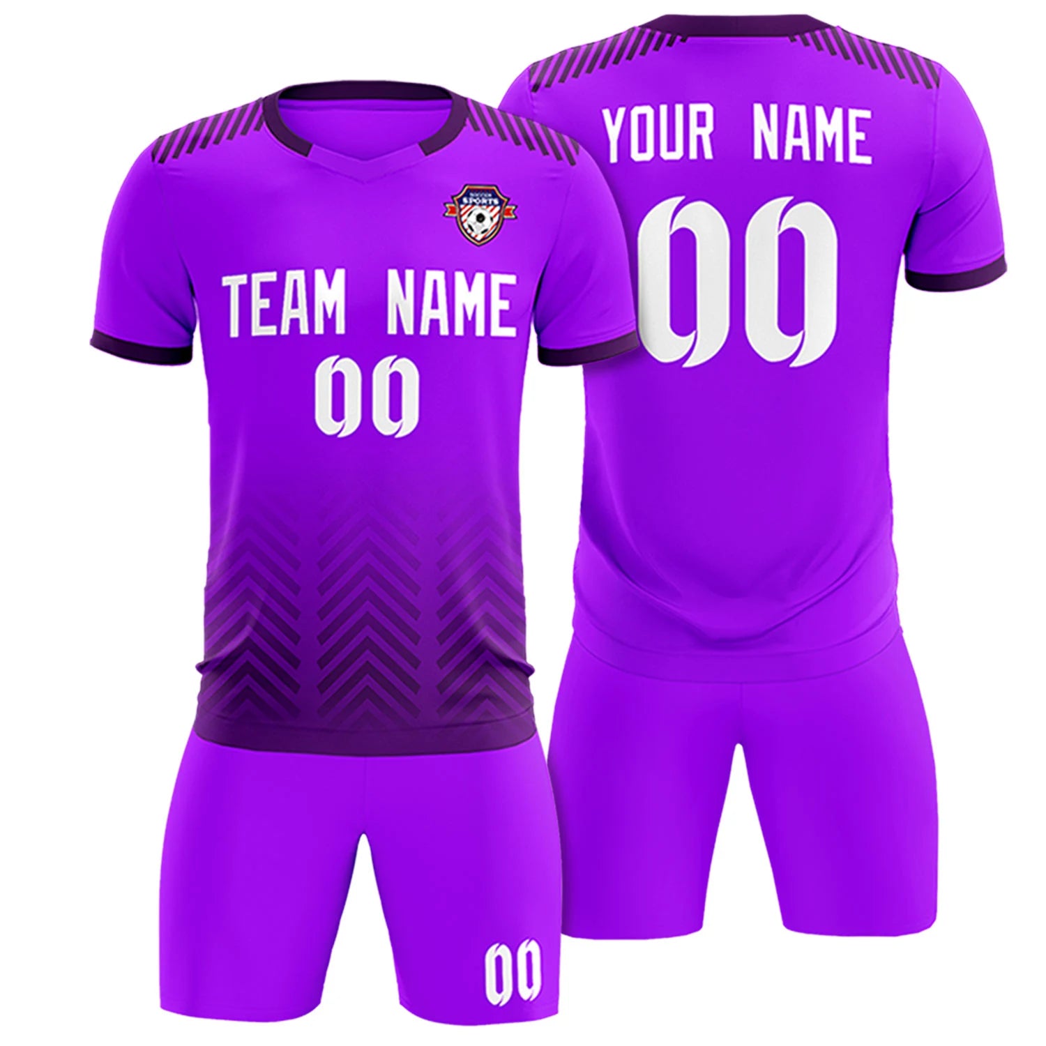Custom Purple Dark Purple Printing Sportswear Soccer Sets Jersey