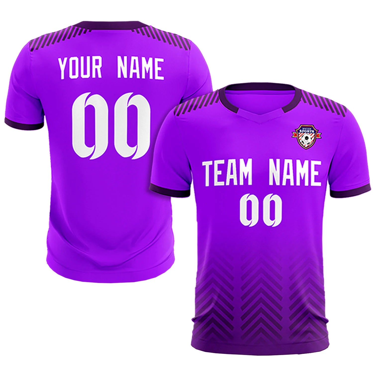 Custom Purple Dark Purple Printing Sportswear Soccer Sets Jersey