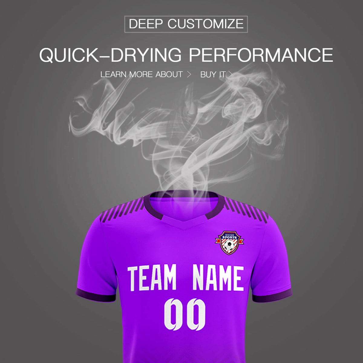 Custom Purple Dark Purple Printing Sportswear Soccer Sets Jersey