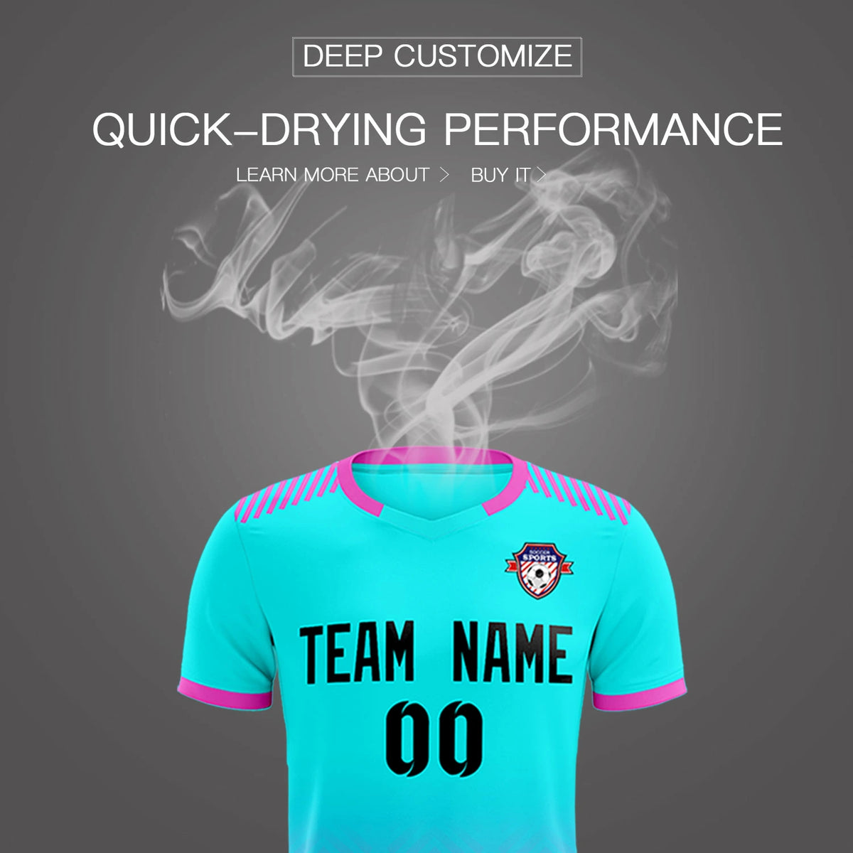 Custom Sky Blue Pink Printing Sportswear Soccer Sets Jersey