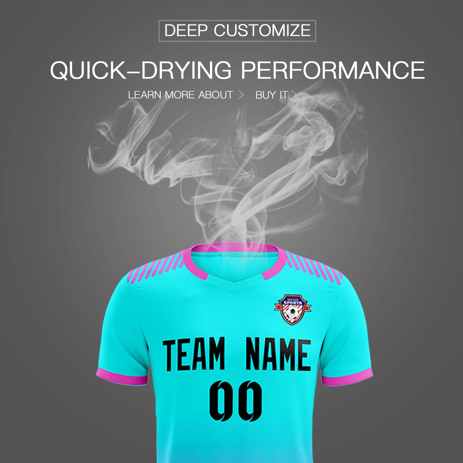 Custom Sky Blue Pink Printing Sportswear Soccer Sets Jersey