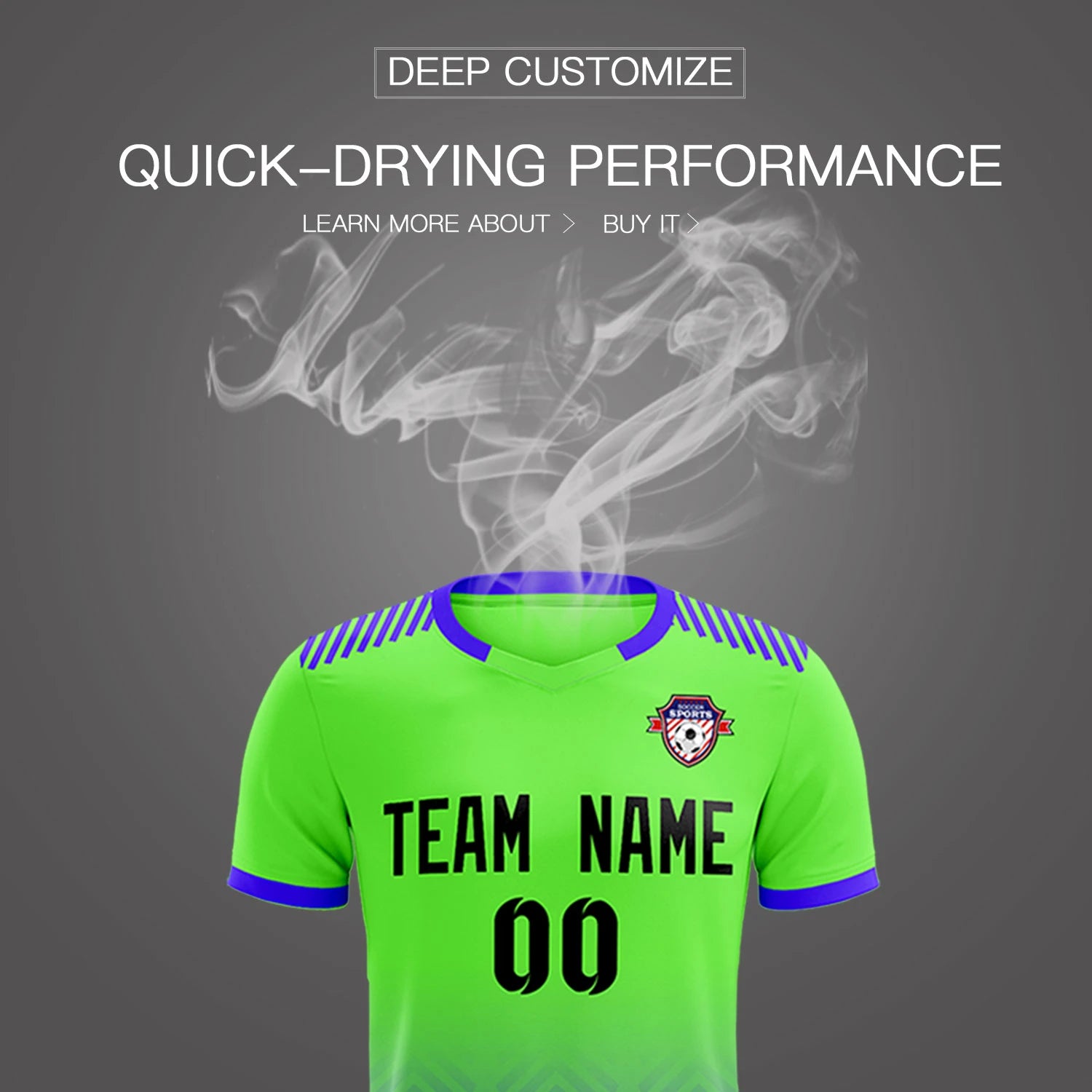 Custom Neon Green Royal Blue Printing Sportswear Soccer Sets Jersey