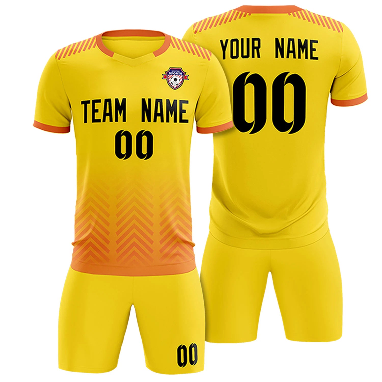 Custom Gold01 Orange Printing Sportswear Soccer Sets Jersey