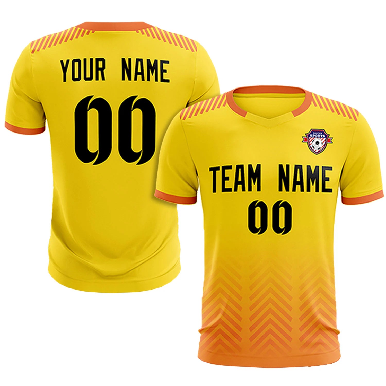 Custom Gold01 Orange Printing Sportswear Soccer Sets Jersey