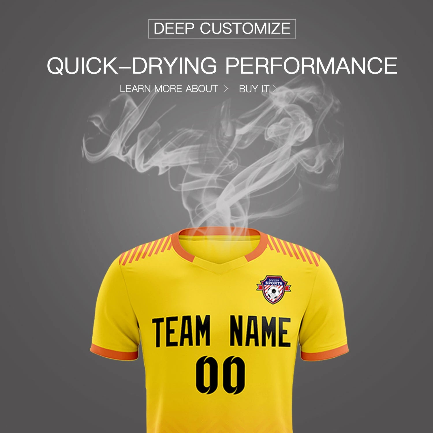 Custom Gold01 Orange Printing Sportswear Soccer Sets Jersey