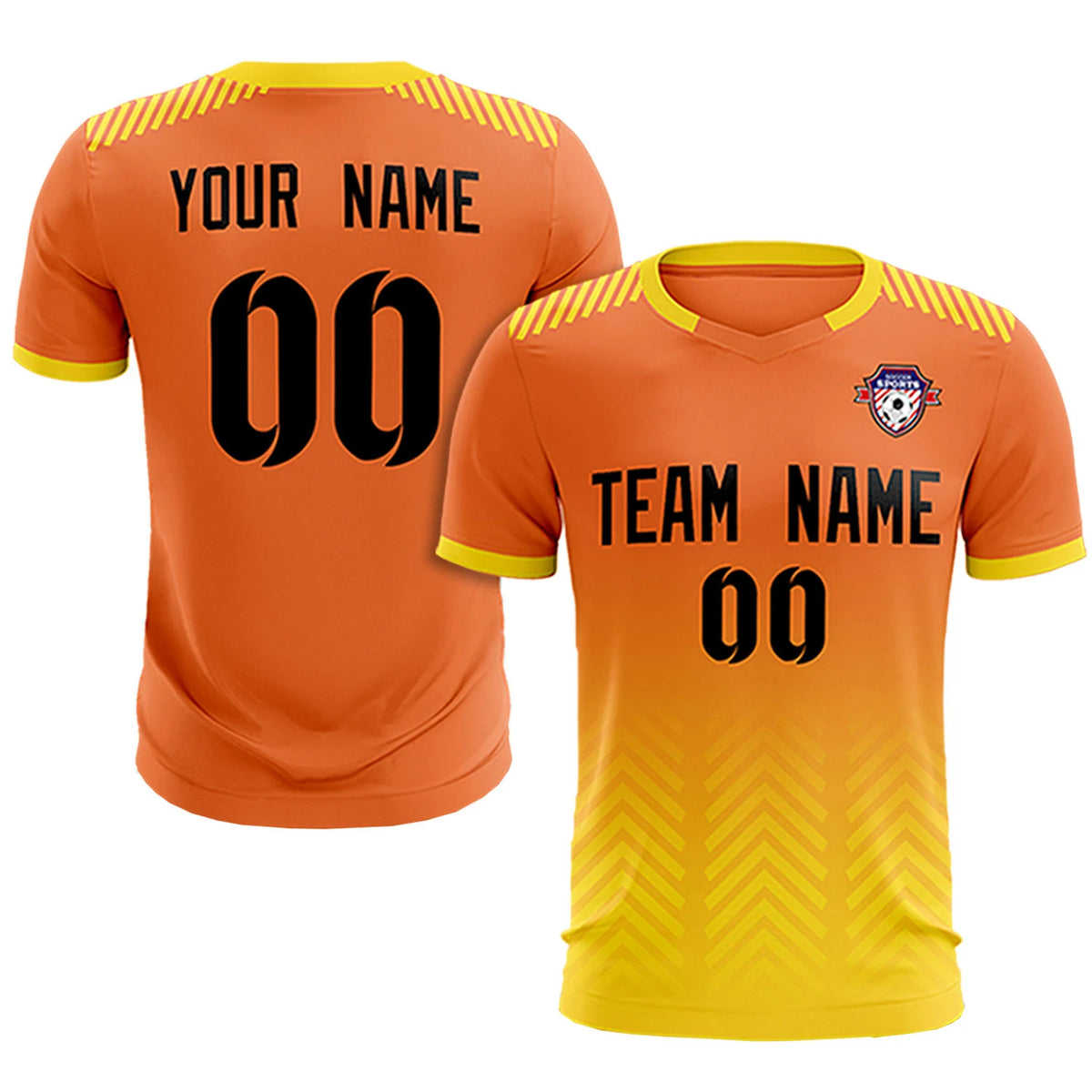 Custom Orange Gold01 Printing Sportswear Soccer Sets Jersey
