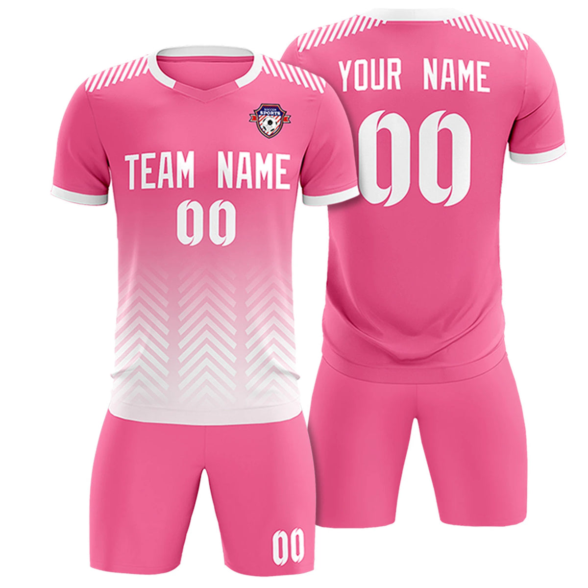 Custom Pink White Printing Sportswear Soccer Sets Jersey
