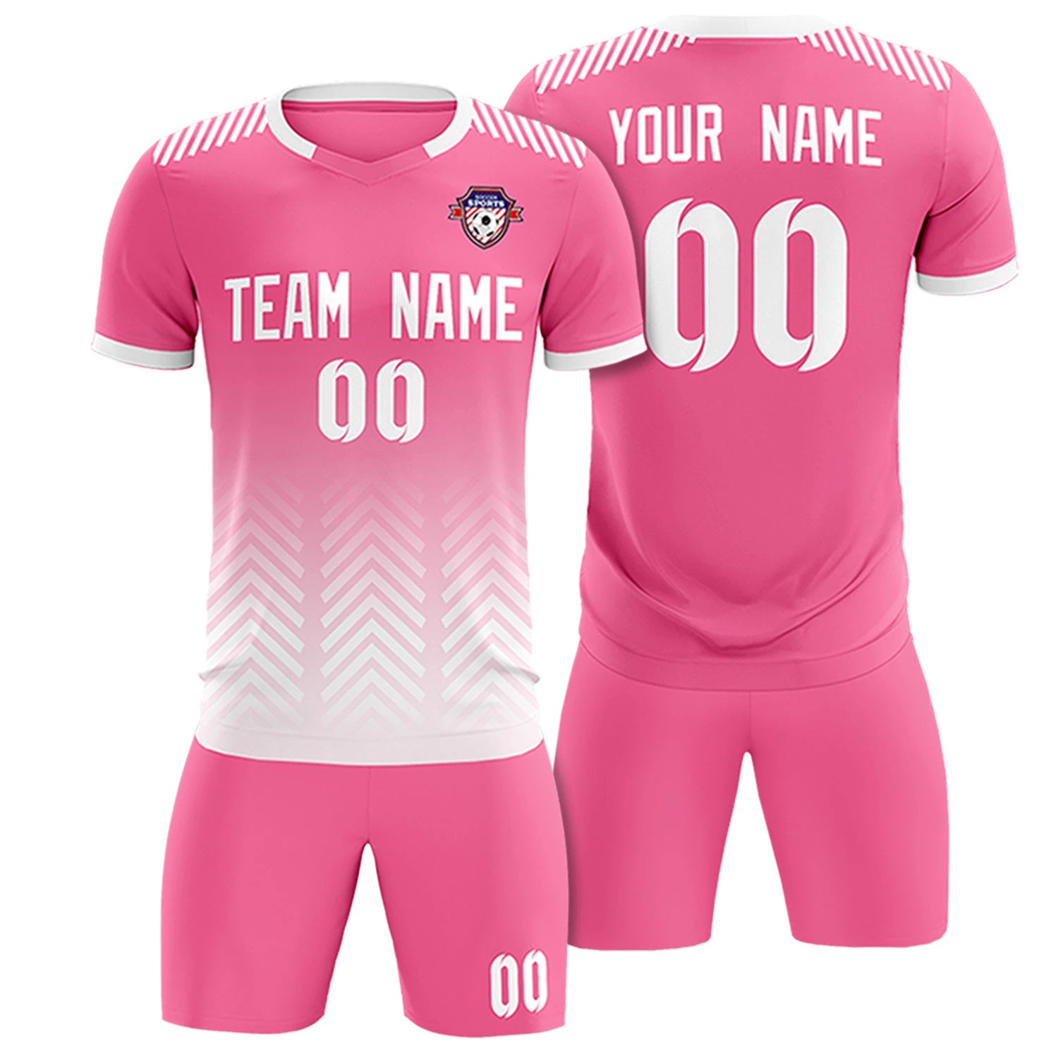 Custom Pink White Printing Sportswear Soccer Sets Jersey
