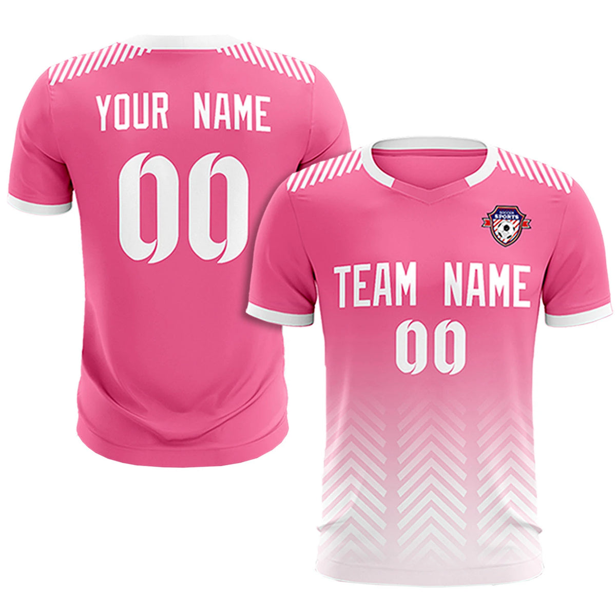 Custom Pink White Printing Sportswear Soccer Sets Jersey