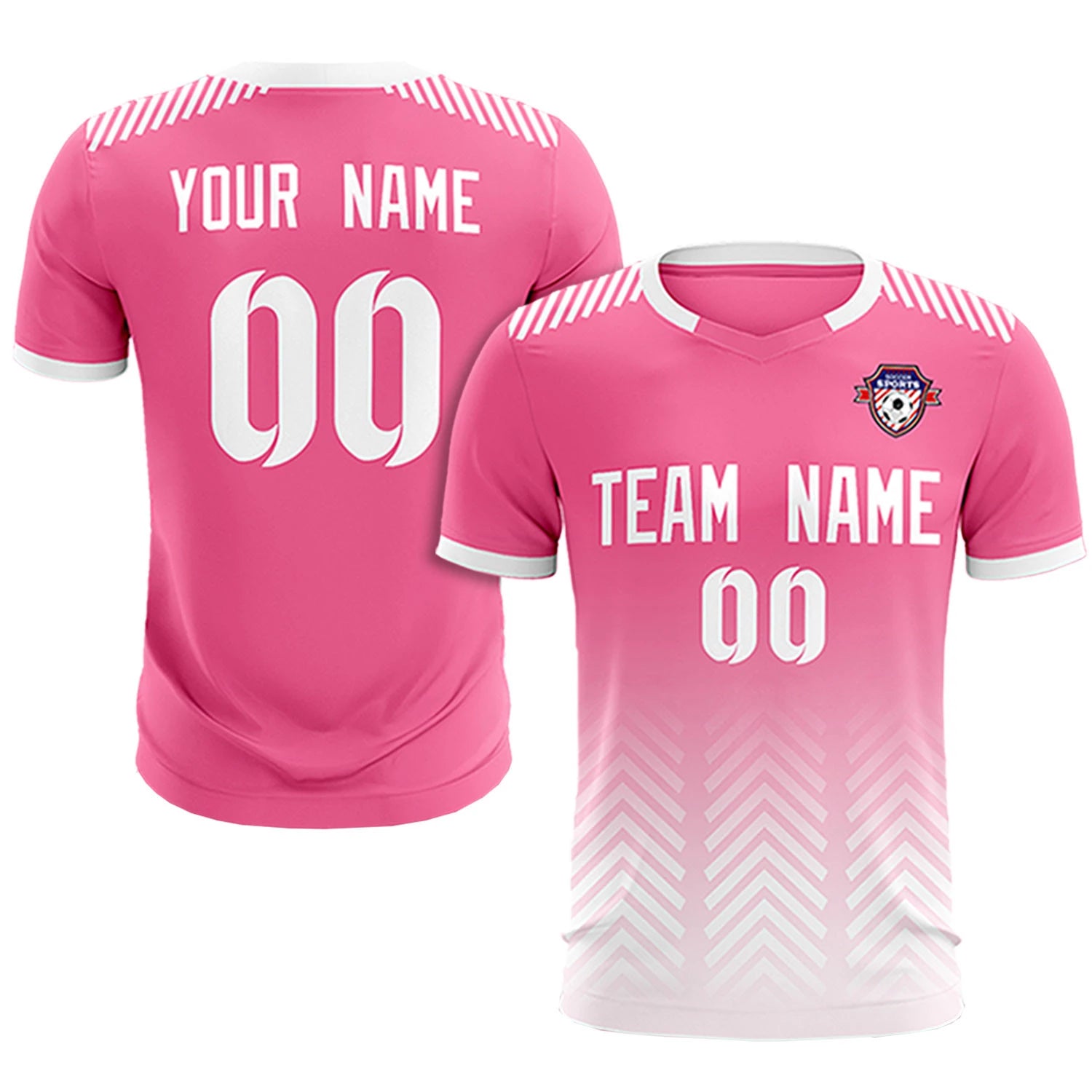 Custom Pink White Printing Sportswear Soccer Sets Jersey