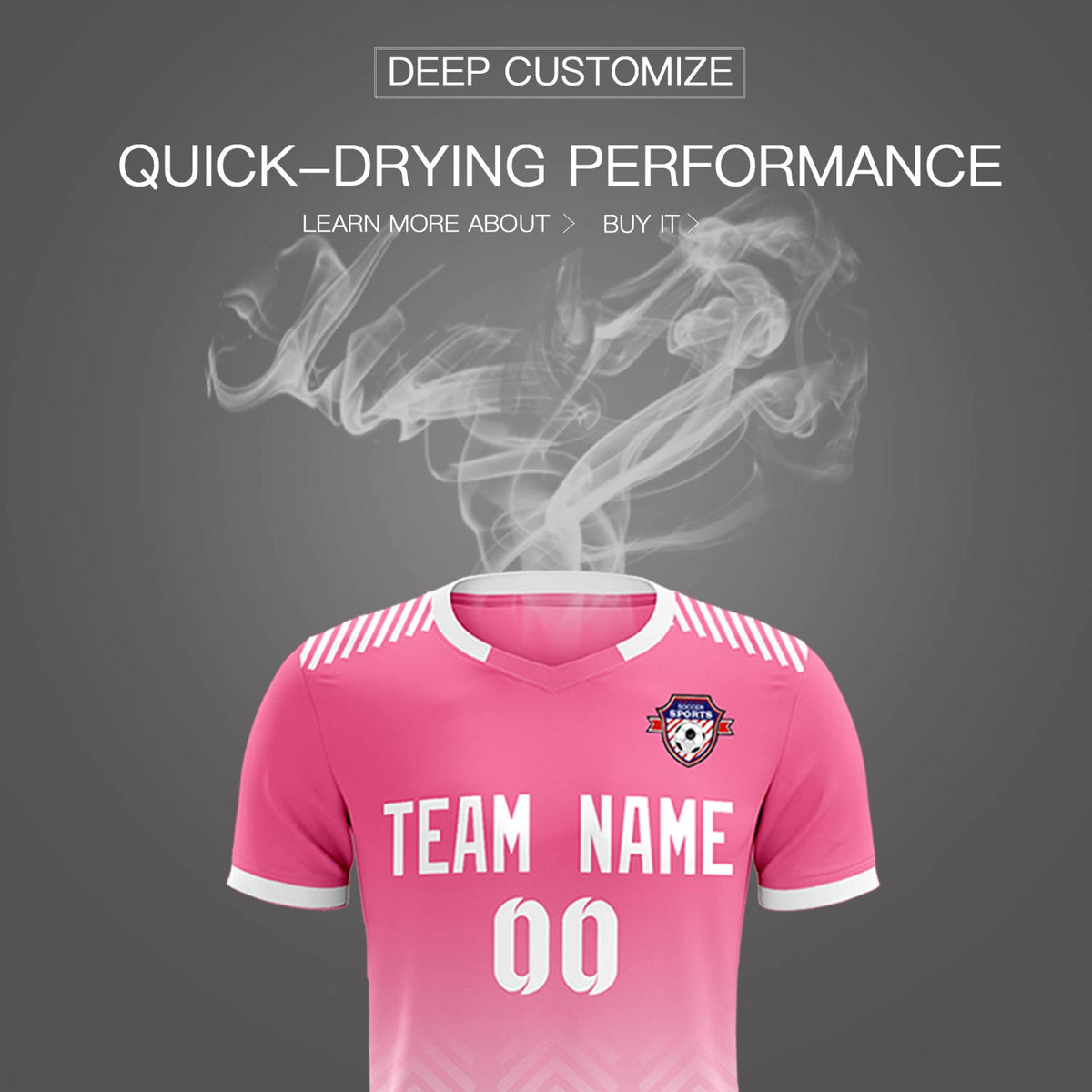 Custom Pink White Printing Sportswear Soccer Sets Jersey
