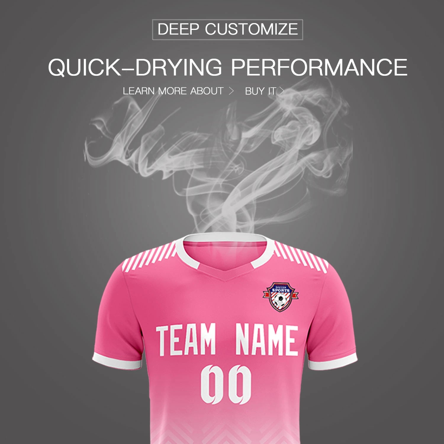 Custom Pink White Printing Sportswear Soccer Sets Jersey
