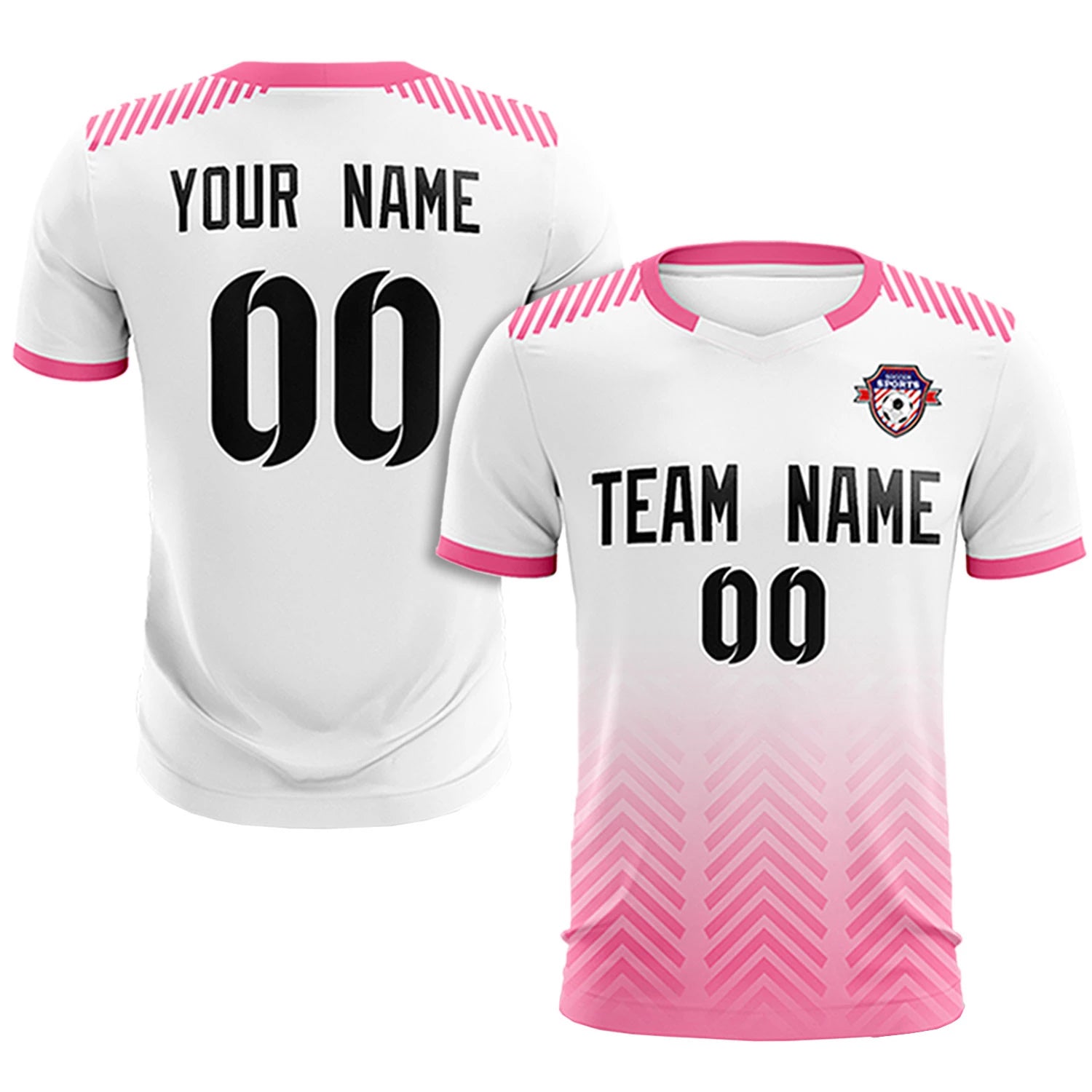 Custom White Pink Printing Sportswear Soccer Sets Jersey