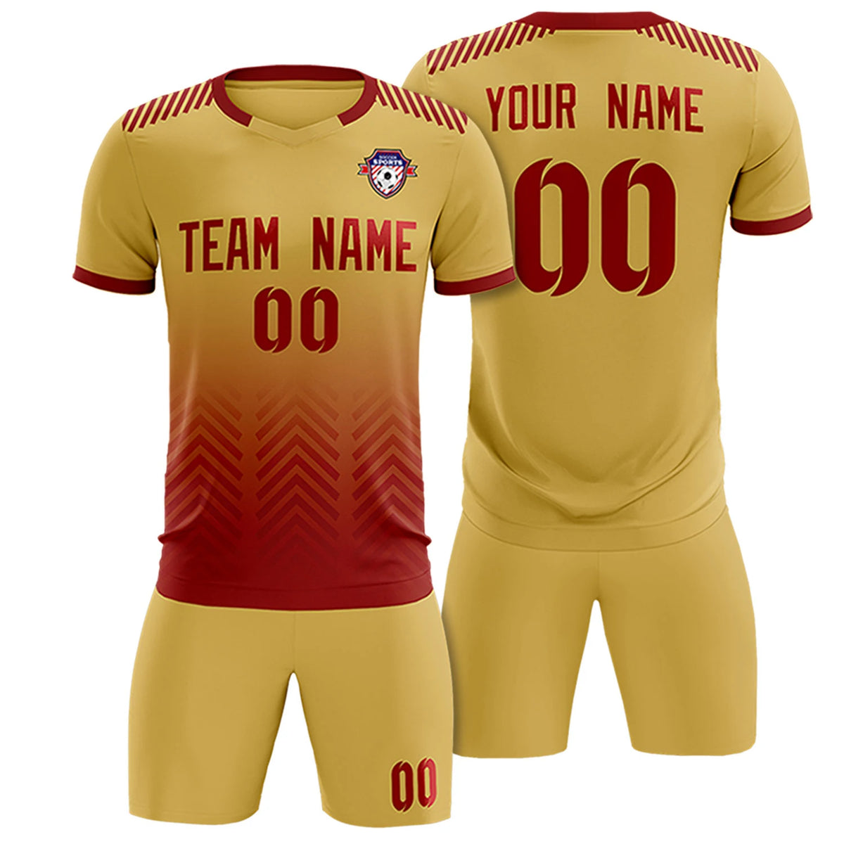 Custom Khaki Crimson Printing Sportswear Soccer Sets Jersey