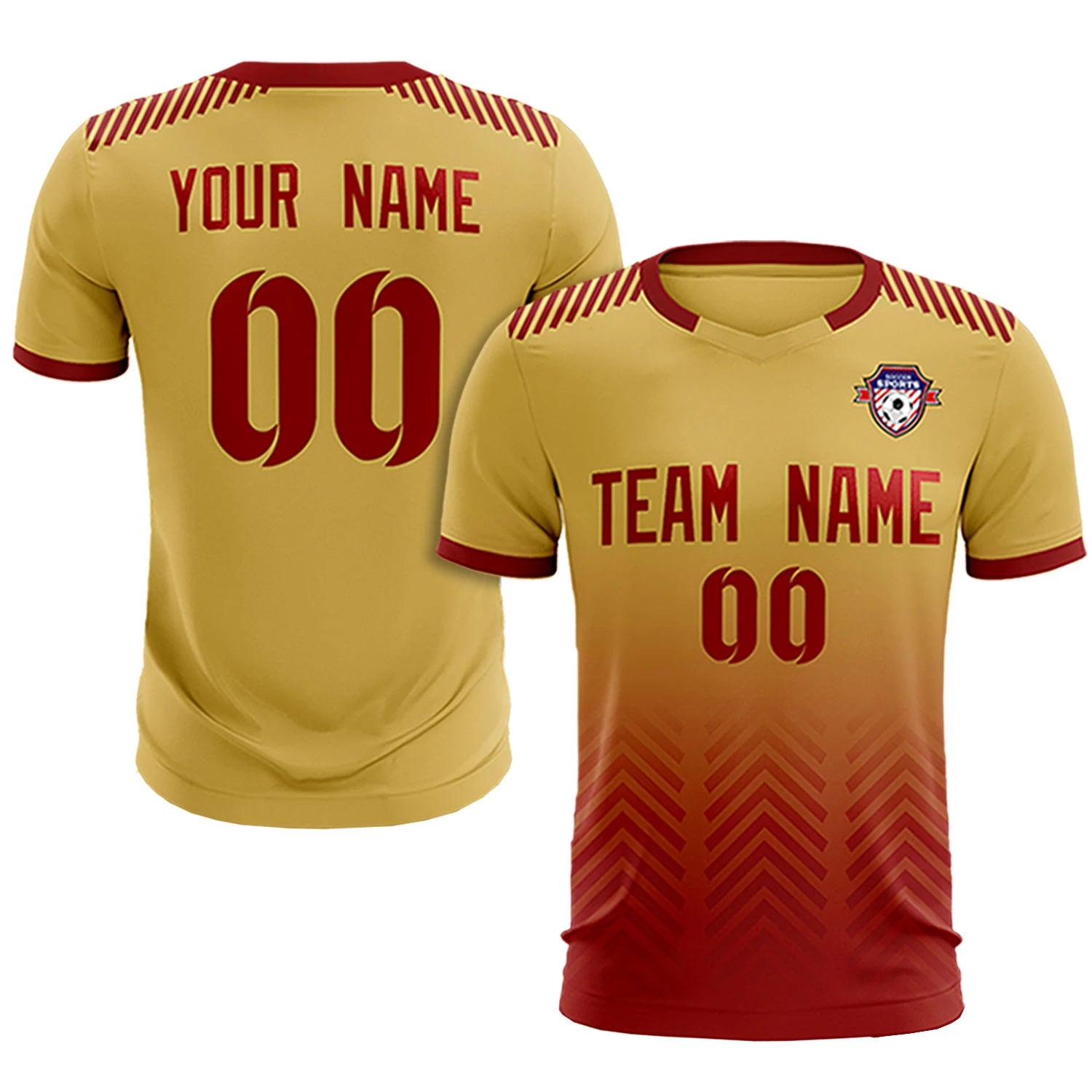 Custom Khaki Crimson Printing Sportswear Soccer Sets Jersey