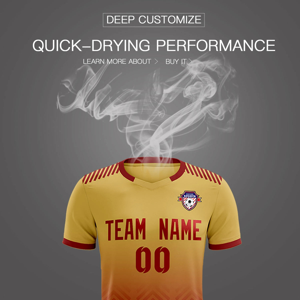 Custom Khaki Crimson Printing Sportswear Soccer Sets Jersey