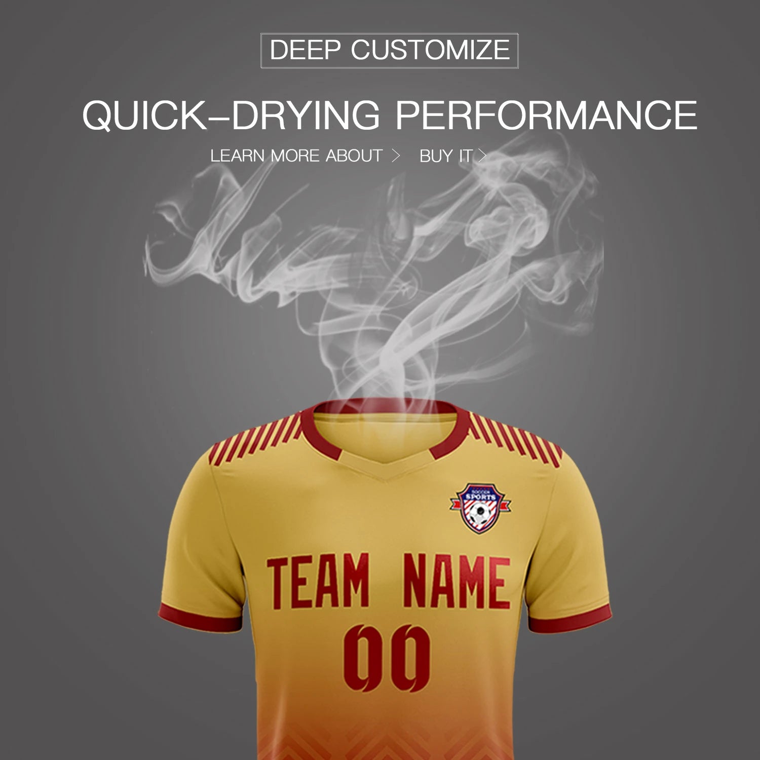 Custom Khaki Crimson Printing Sportswear Soccer Sets Jersey