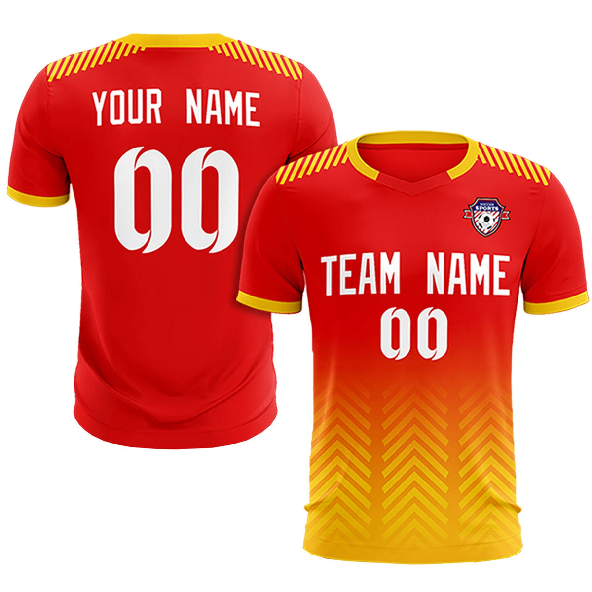 Custom Red Gold01 Printing Sportswear Soccer Sets Jersey