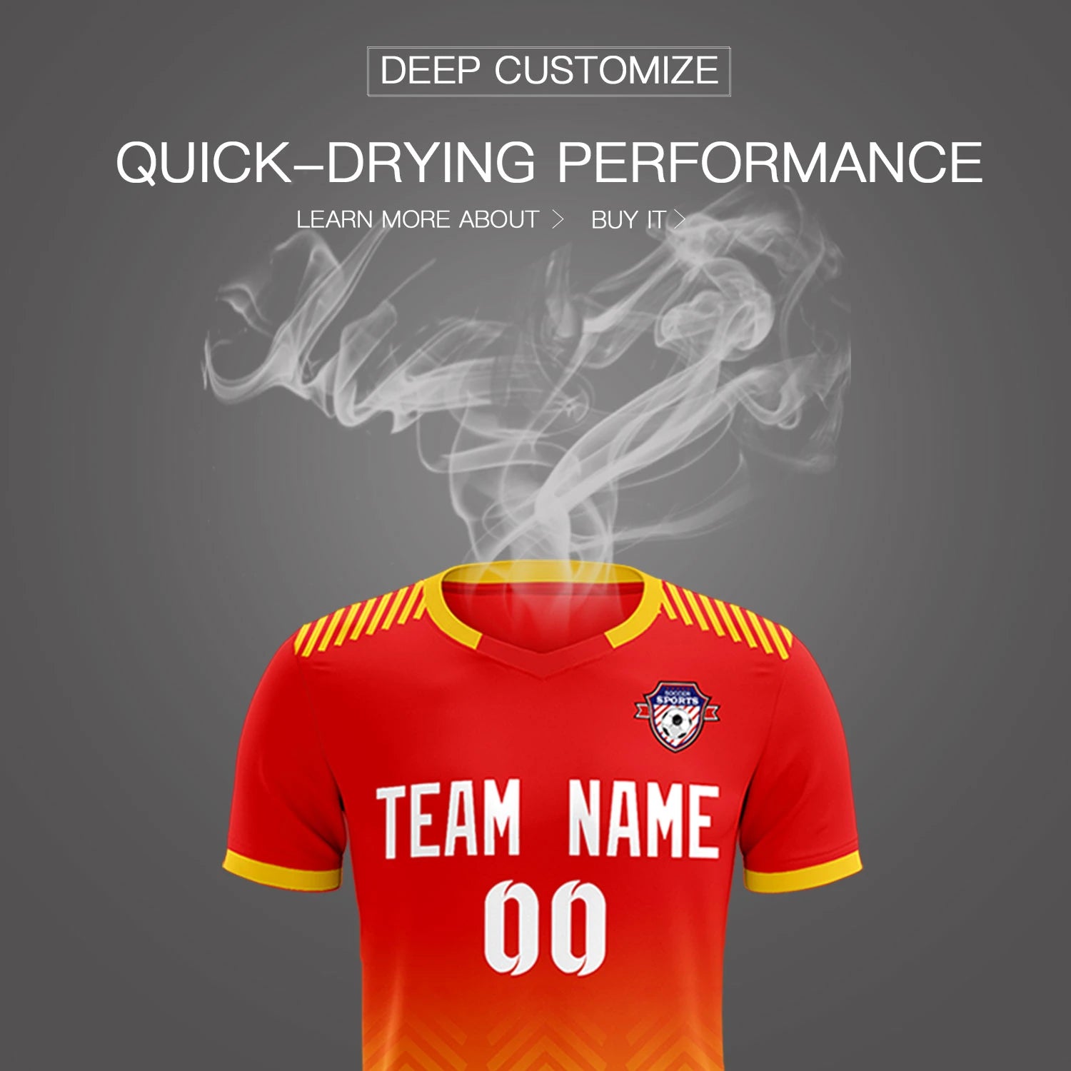 Custom Red Gold01 Printing Sportswear Soccer Sets Jersey