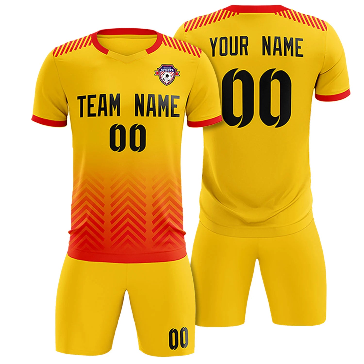 Custom Gold01 Red Printing Sportswear Soccer Sets Jersey