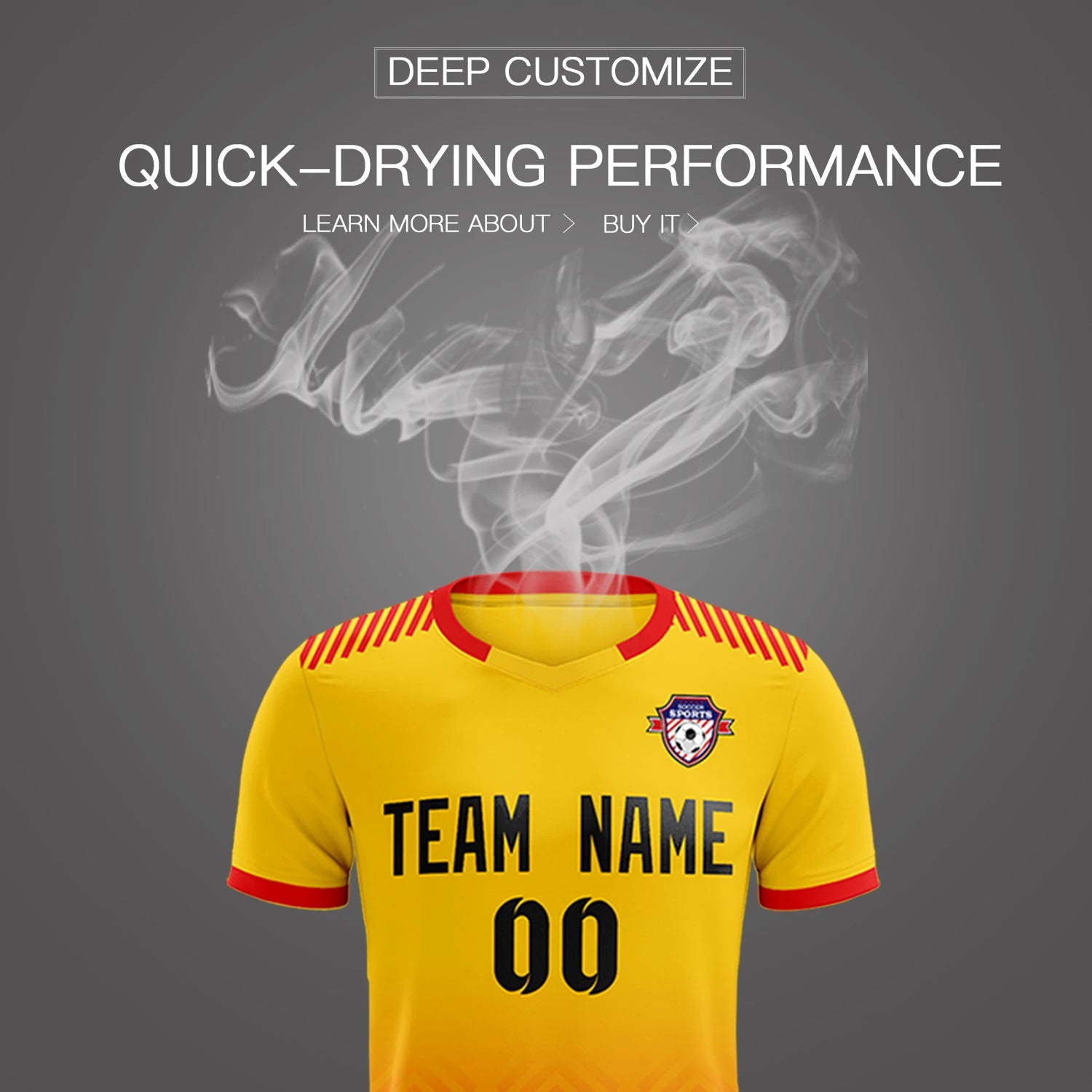 Custom Gold01 Red Printing Sportswear Soccer Sets Jersey