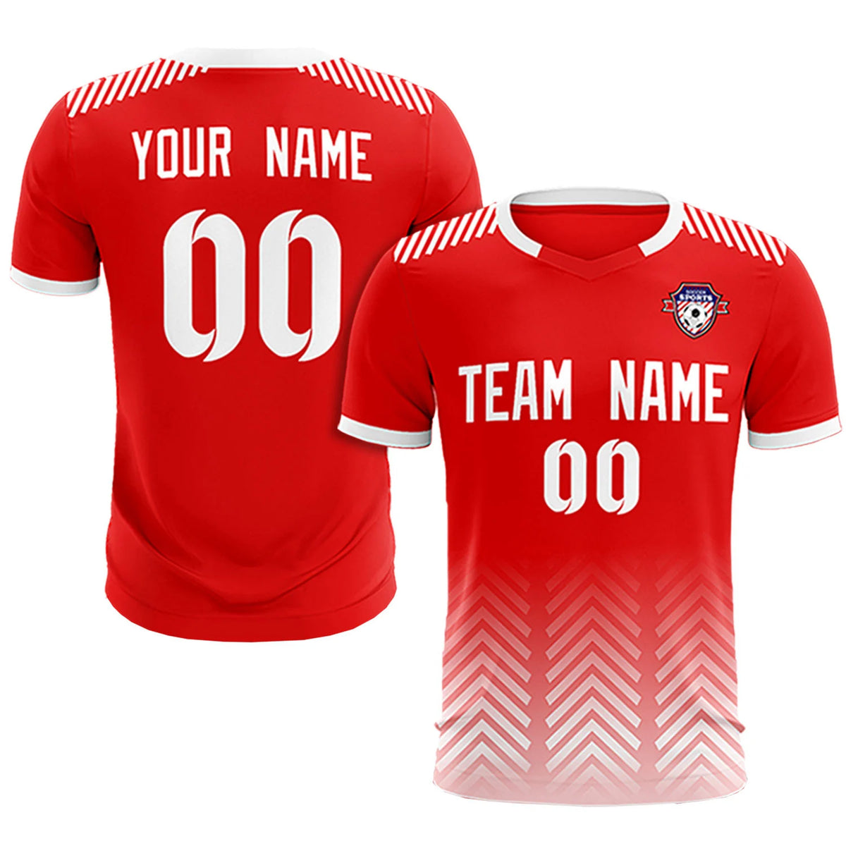 Custom Red White Printing Sportswear Soccer Sets Jersey