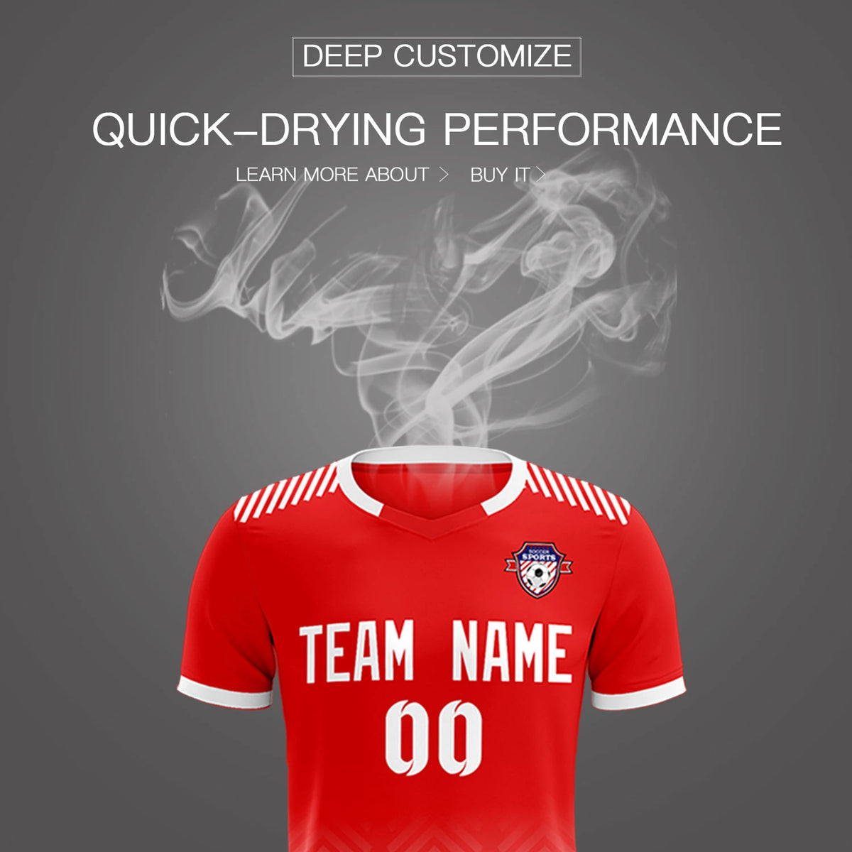 Custom Red White Printing Sportswear Soccer Sets Jersey