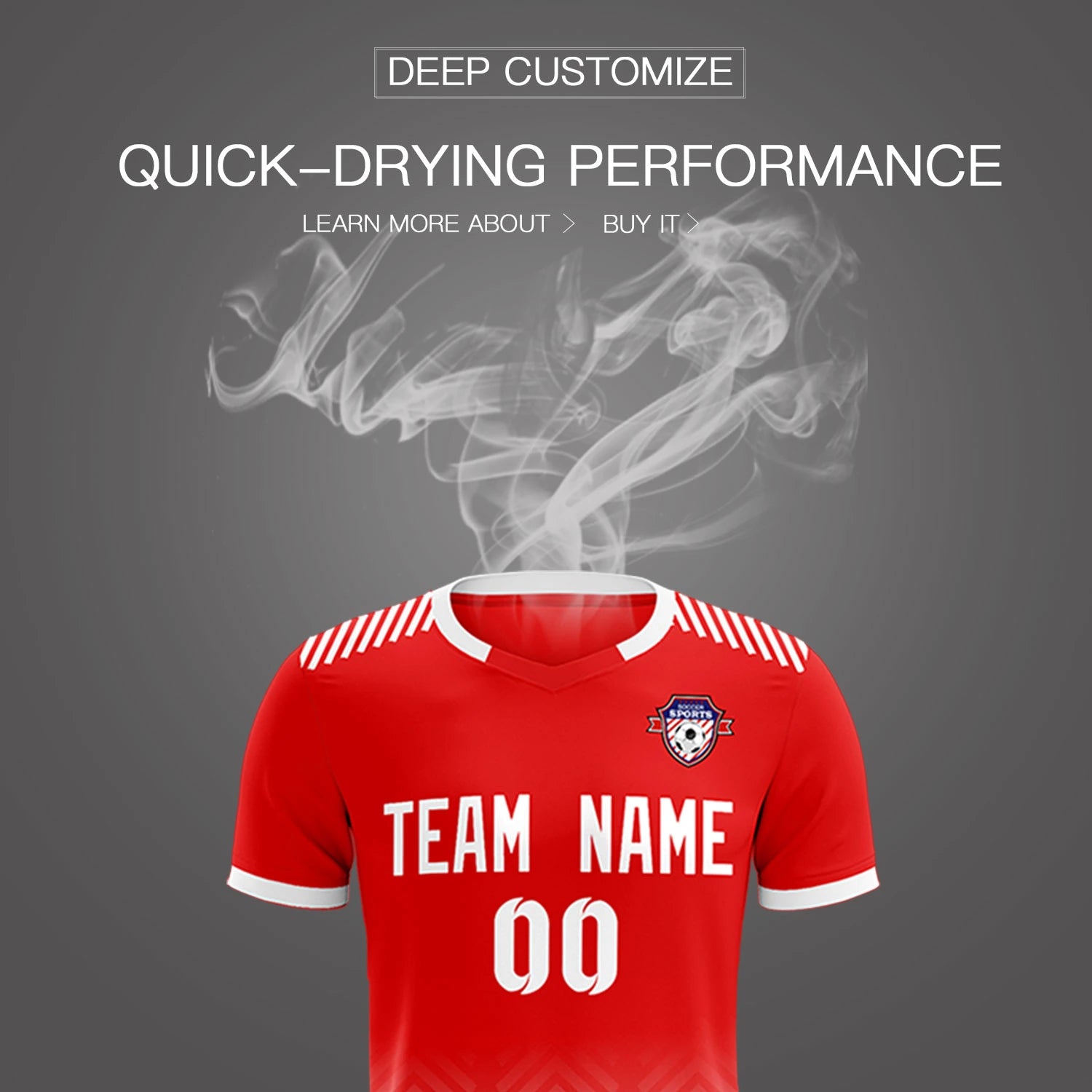 Custom Red White Printing Sportswear Soccer Sets Jersey