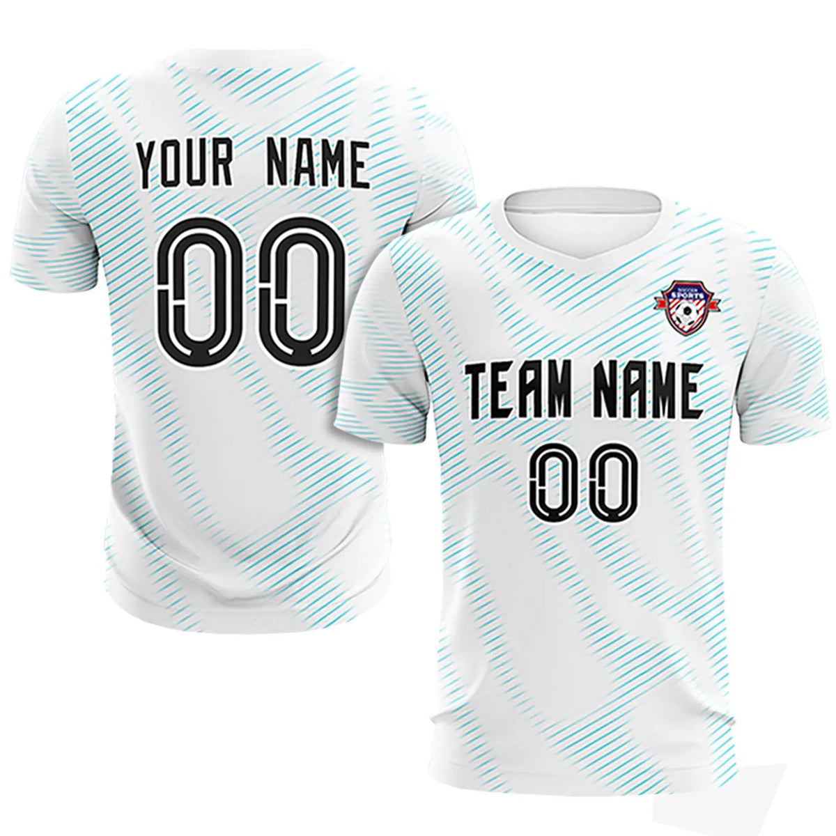 Custom White Sky Blue Training Uniform For Men Soccer Sets Jersey