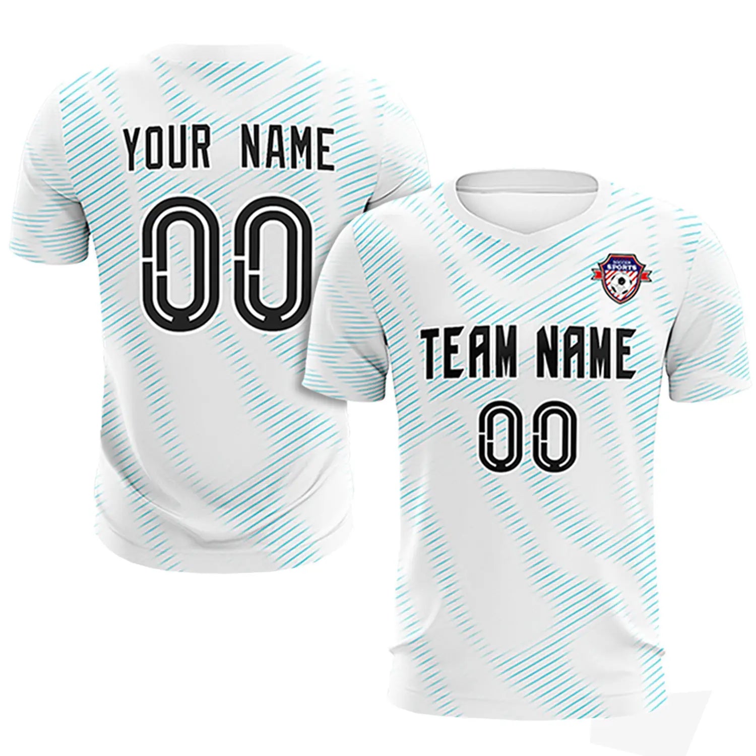 Custom White Sky Blue Training Uniform For Men Soccer Sets Jersey