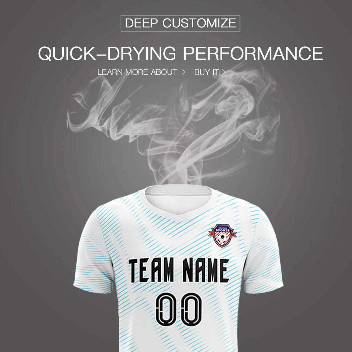 Custom White Sky Blue Training Uniform For Men Soccer Sets Jersey