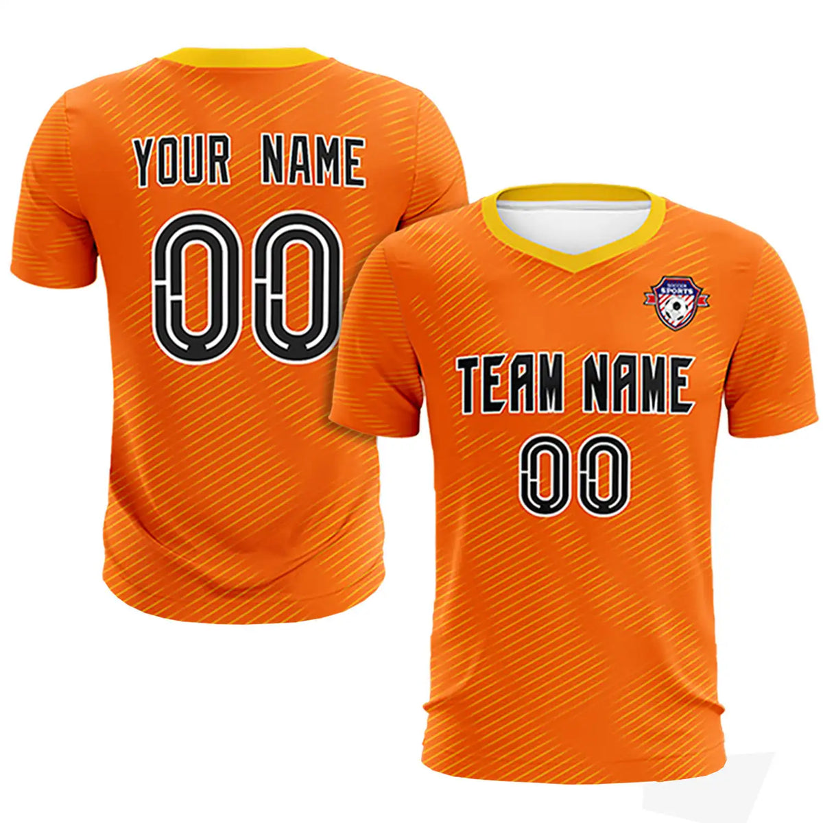 Custom Orange Yellow Training Uniform For Men Soccer Sets Jersey