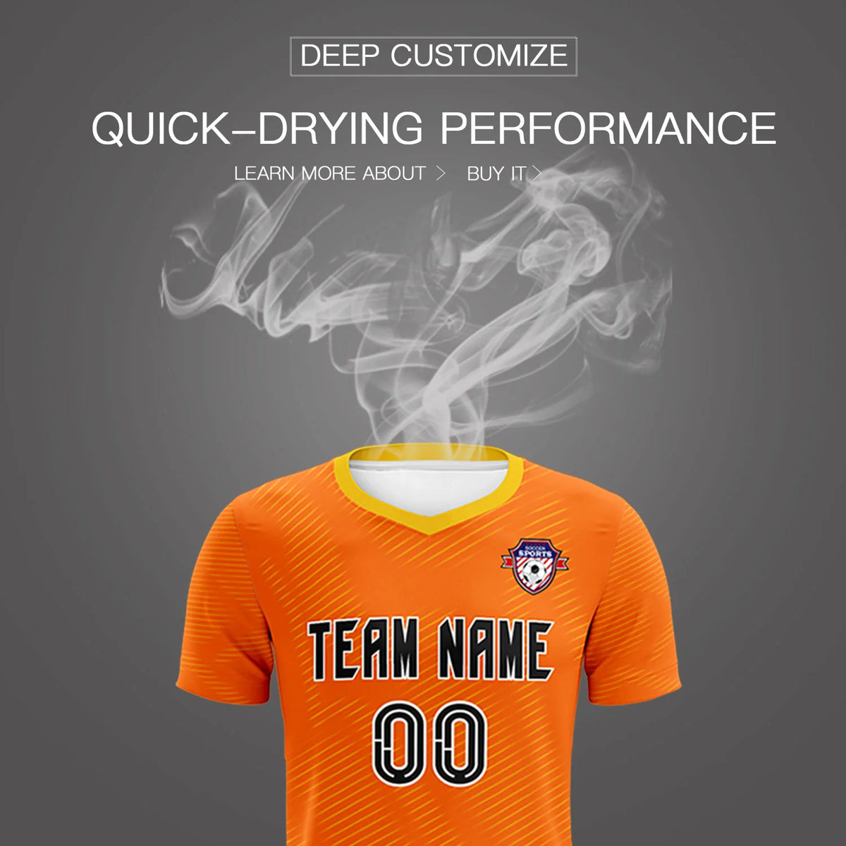 Custom Orange Yellow Training Uniform For Men Soccer Sets Jersey