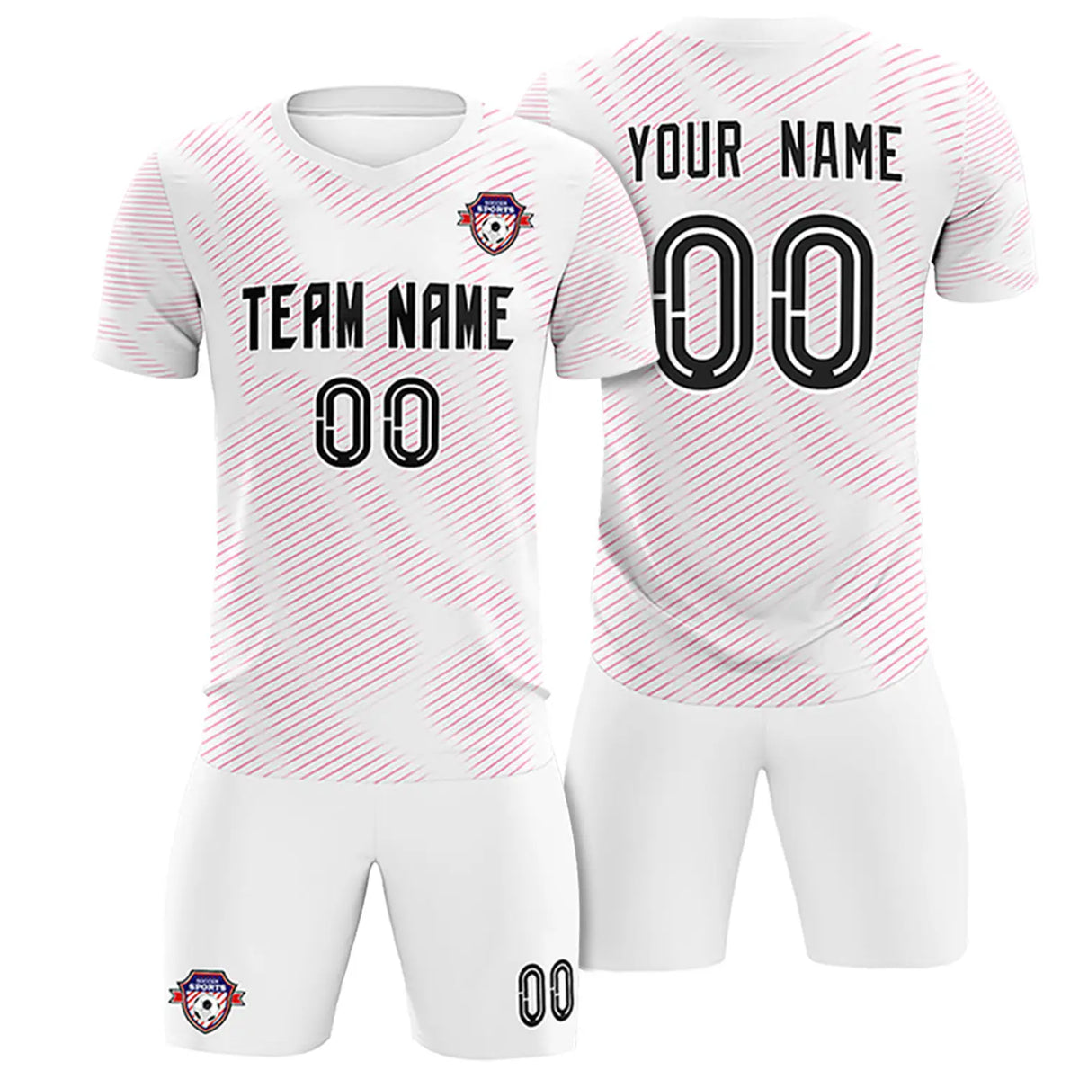 Custom White Pink Training Uniform For Men Soccer Sets Jersey