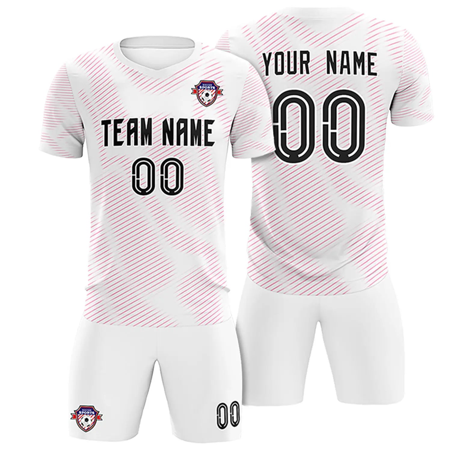 Custom White Pink Training Uniform For Men Soccer Sets Jersey