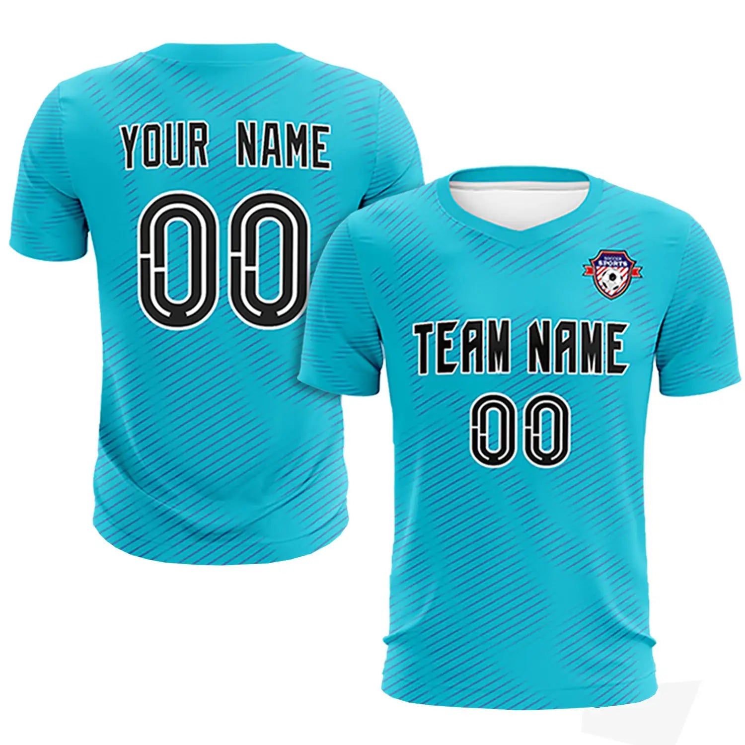 Custom Sky Blue Royal Blue Training Uniform For Men Soccer Sets Jersey