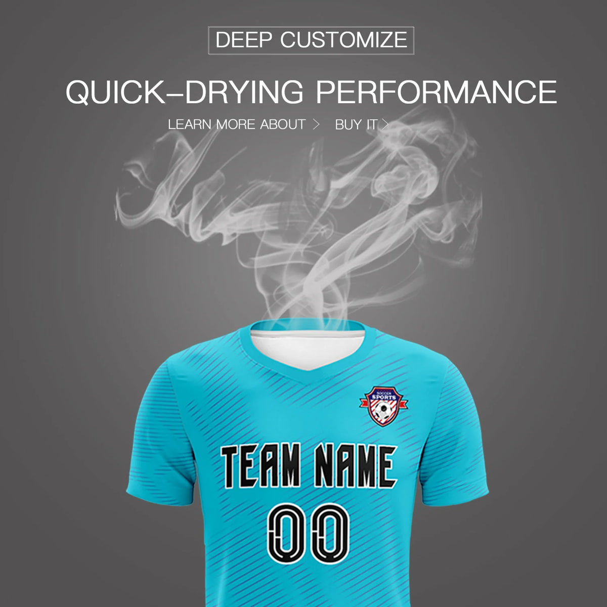 Custom Sky Blue Royal Blue Training Uniform For Men Soccer Sets Jersey