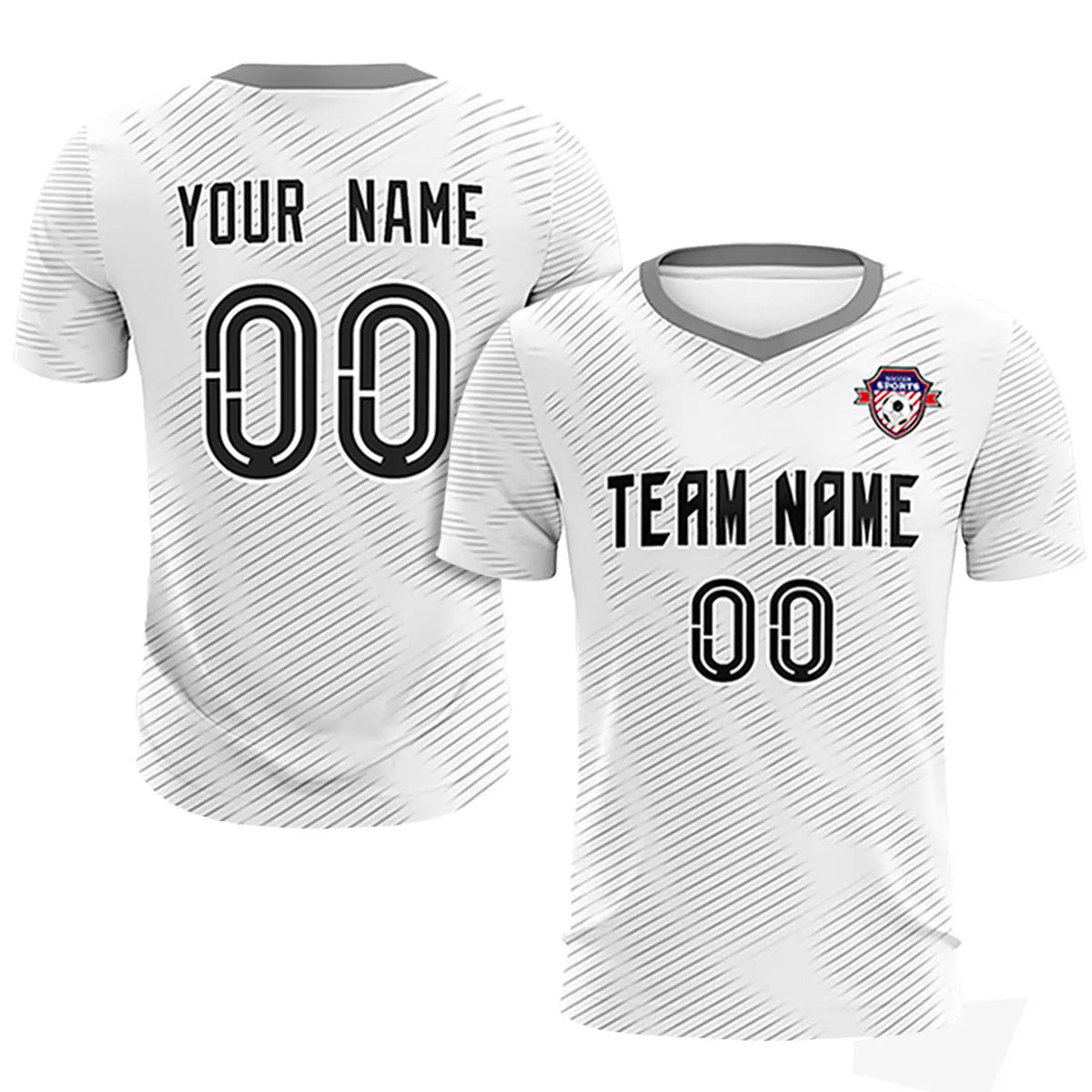 Custom White Gray Training Uniform For Men Soccer Sets Jersey