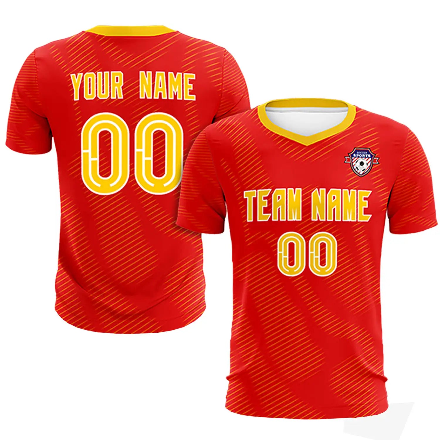 Custom Red Yellow Training Uniform For Men Soccer Sets Jersey