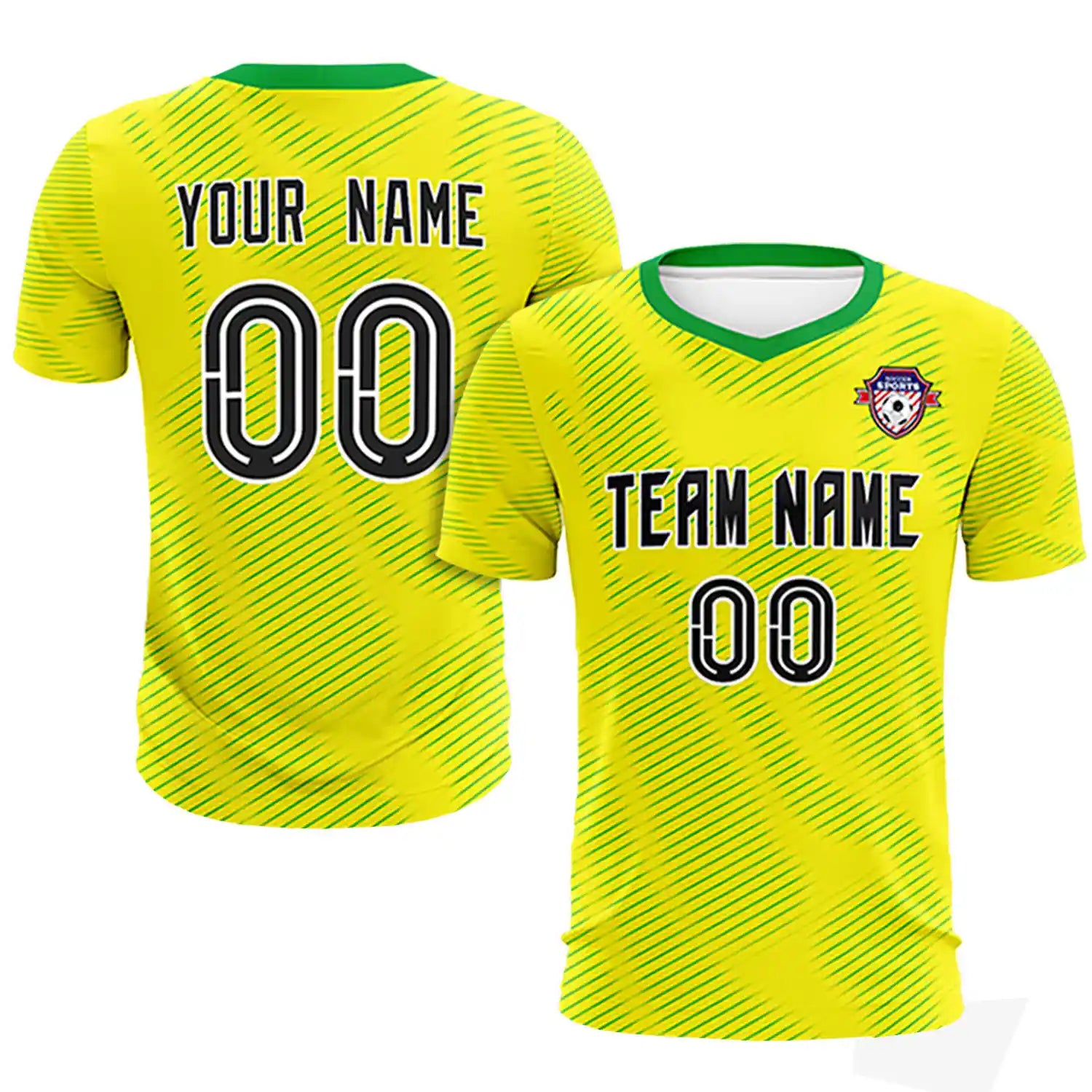 Custom Yellow Kelly Green Training Uniform For Men Soccer Sets Jersey