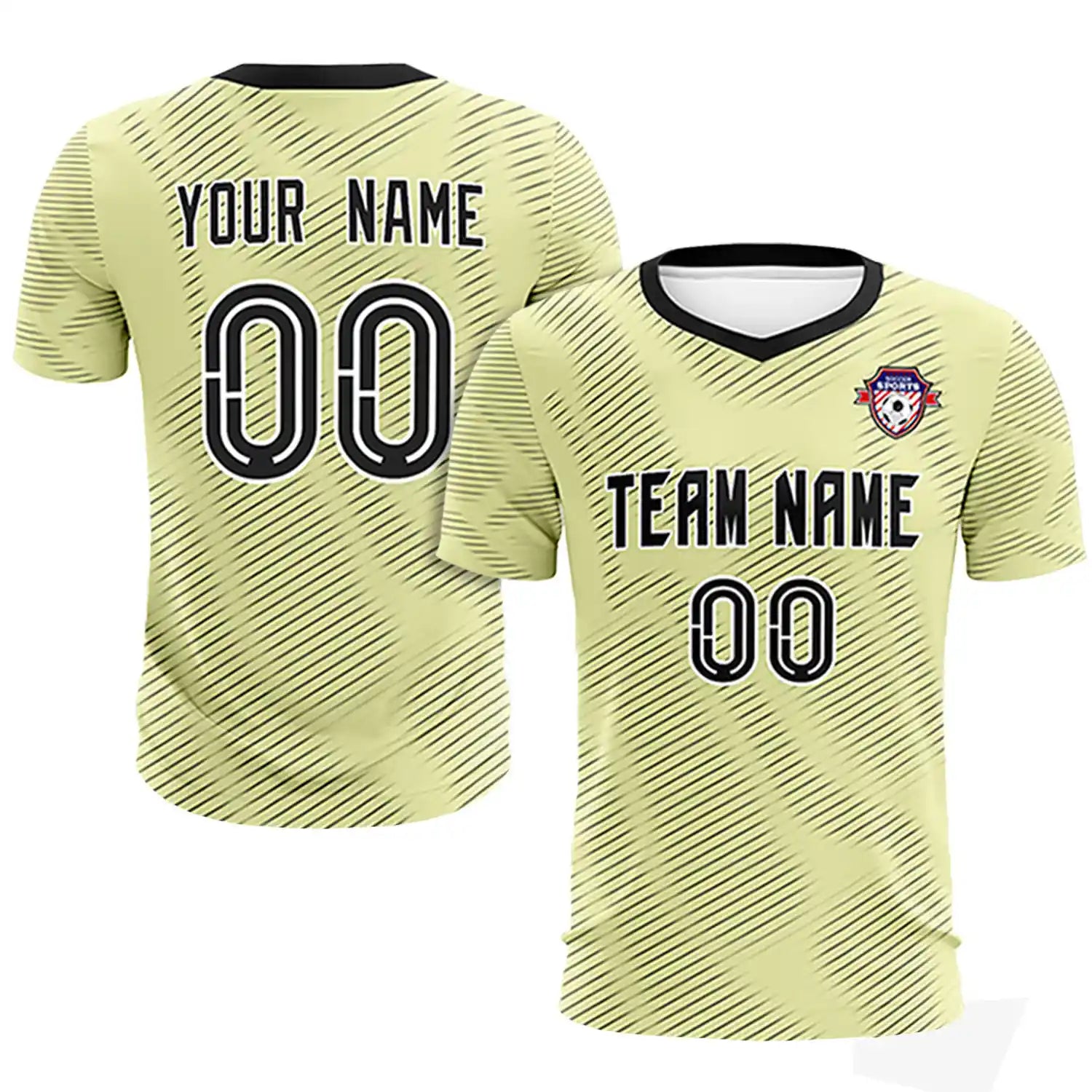 Custom Cream Black Training Uniform For Men Soccer Sets Jersey