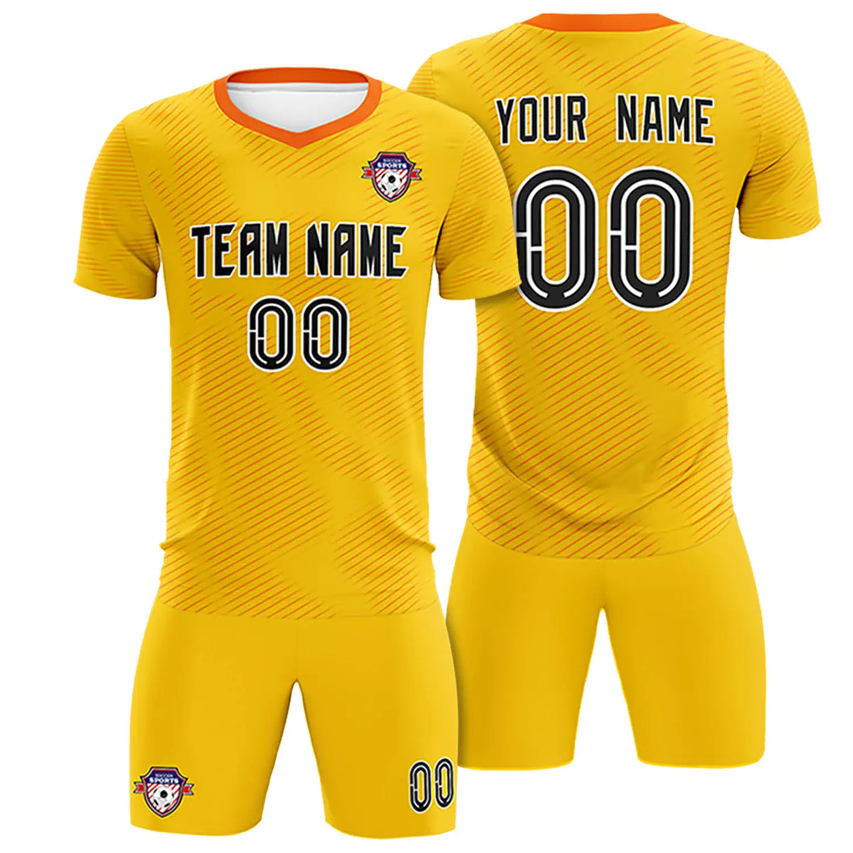 Custom Yellow Orange Training Uniform For Men Soccer Sets Jersey