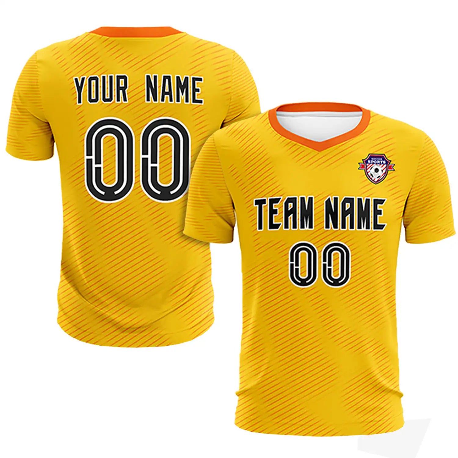 Custom Yellow Orange Training Uniform For Men Soccer Sets Jersey