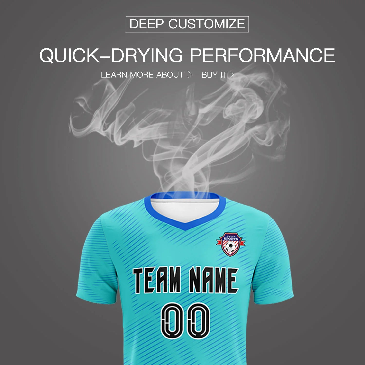 Custom Aqua Powder Blue Training Uniform For Men Soccer Sets Jersey