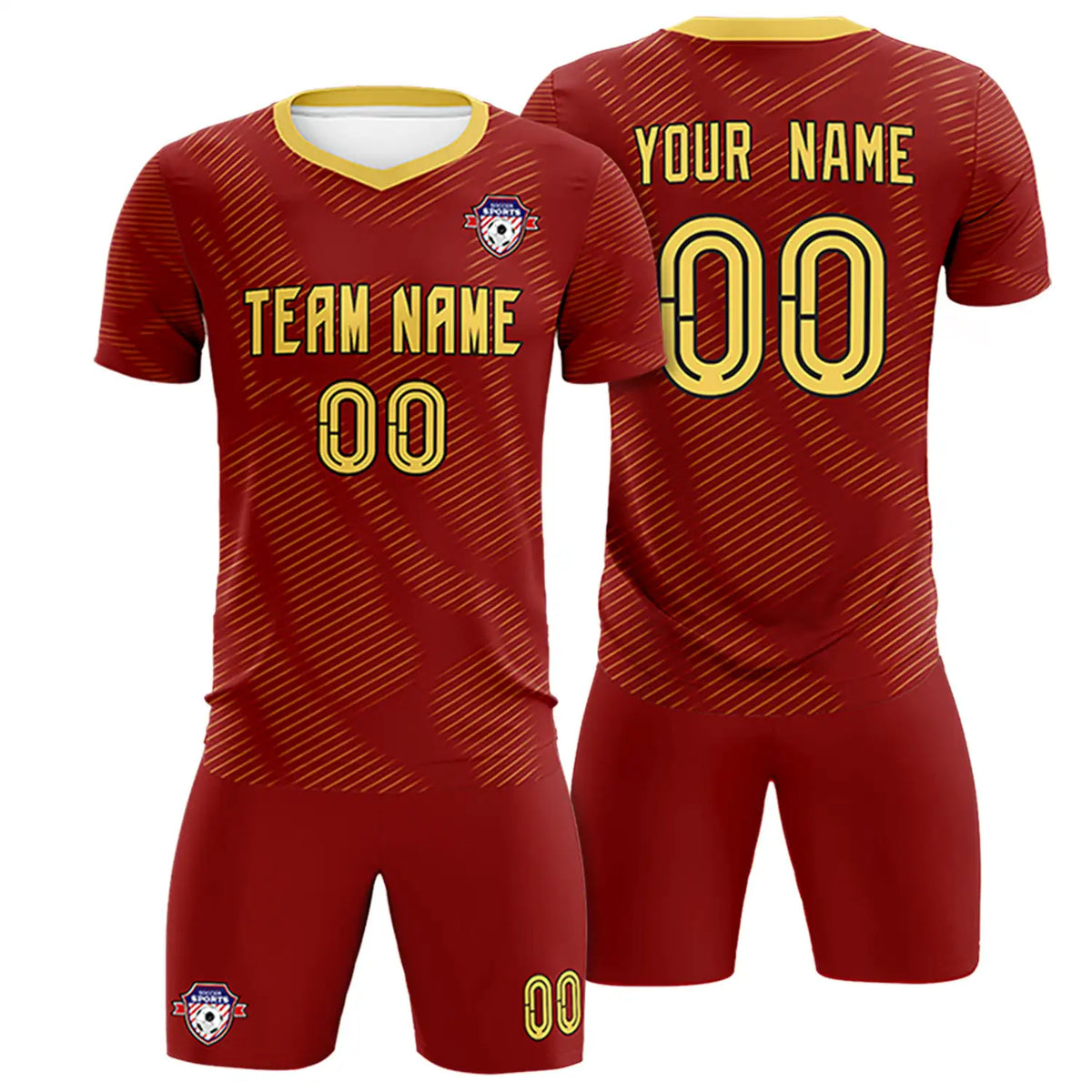 Custom Crimson Khaki Training Uniform For Men Soccer Sets Jersey