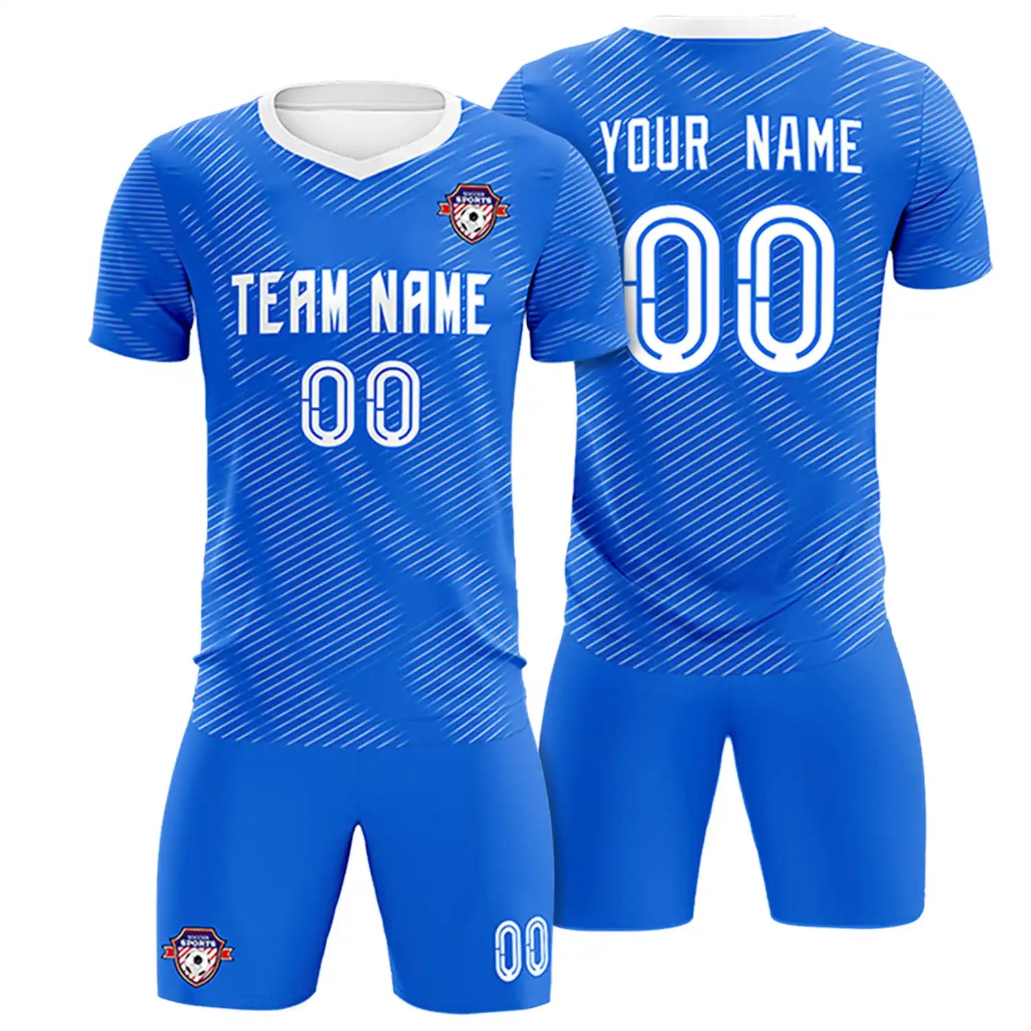 Custom Blue White Training Uniform For Men Soccer Sets Jersey