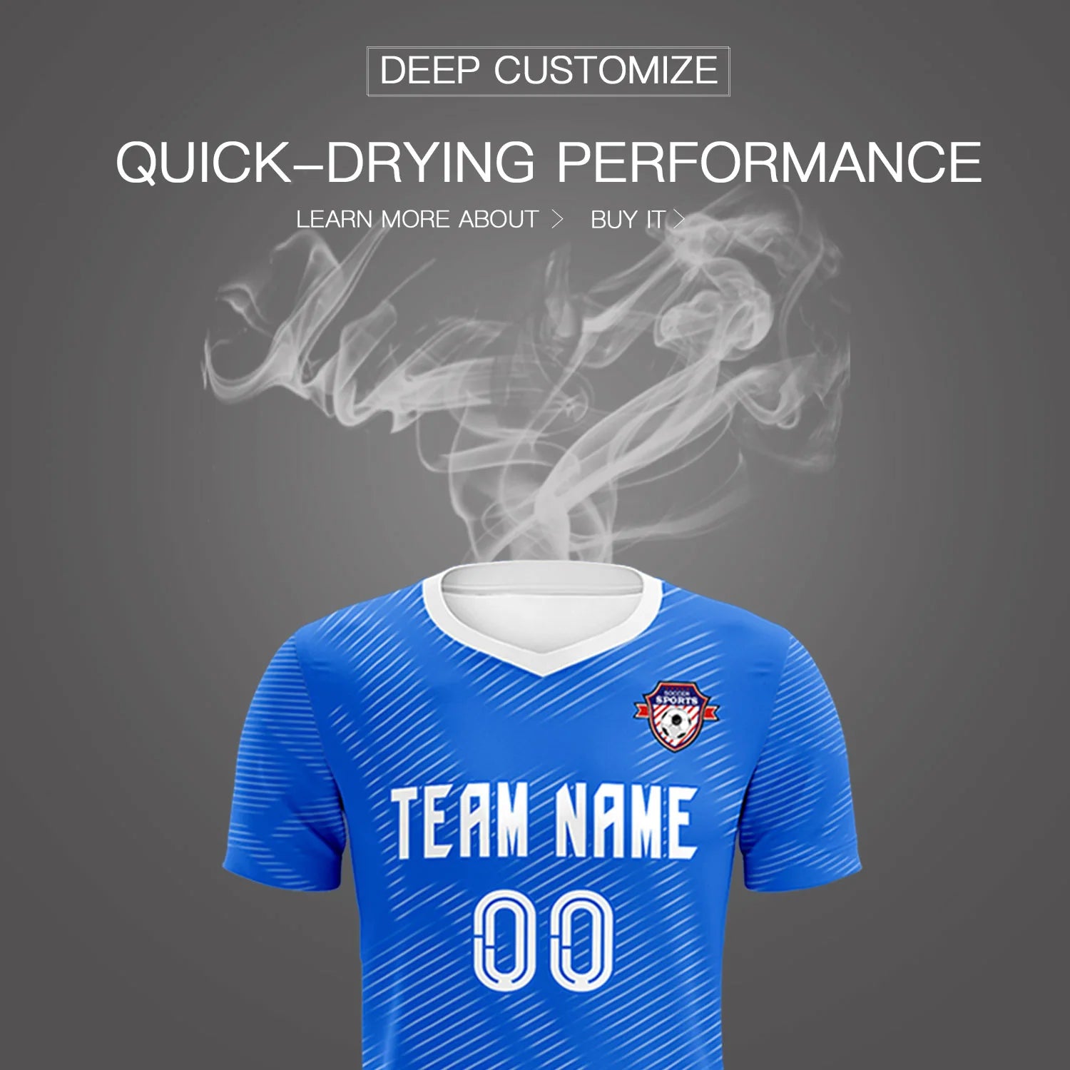 Custom Blue White Training Uniform For Men Soccer Sets Jersey