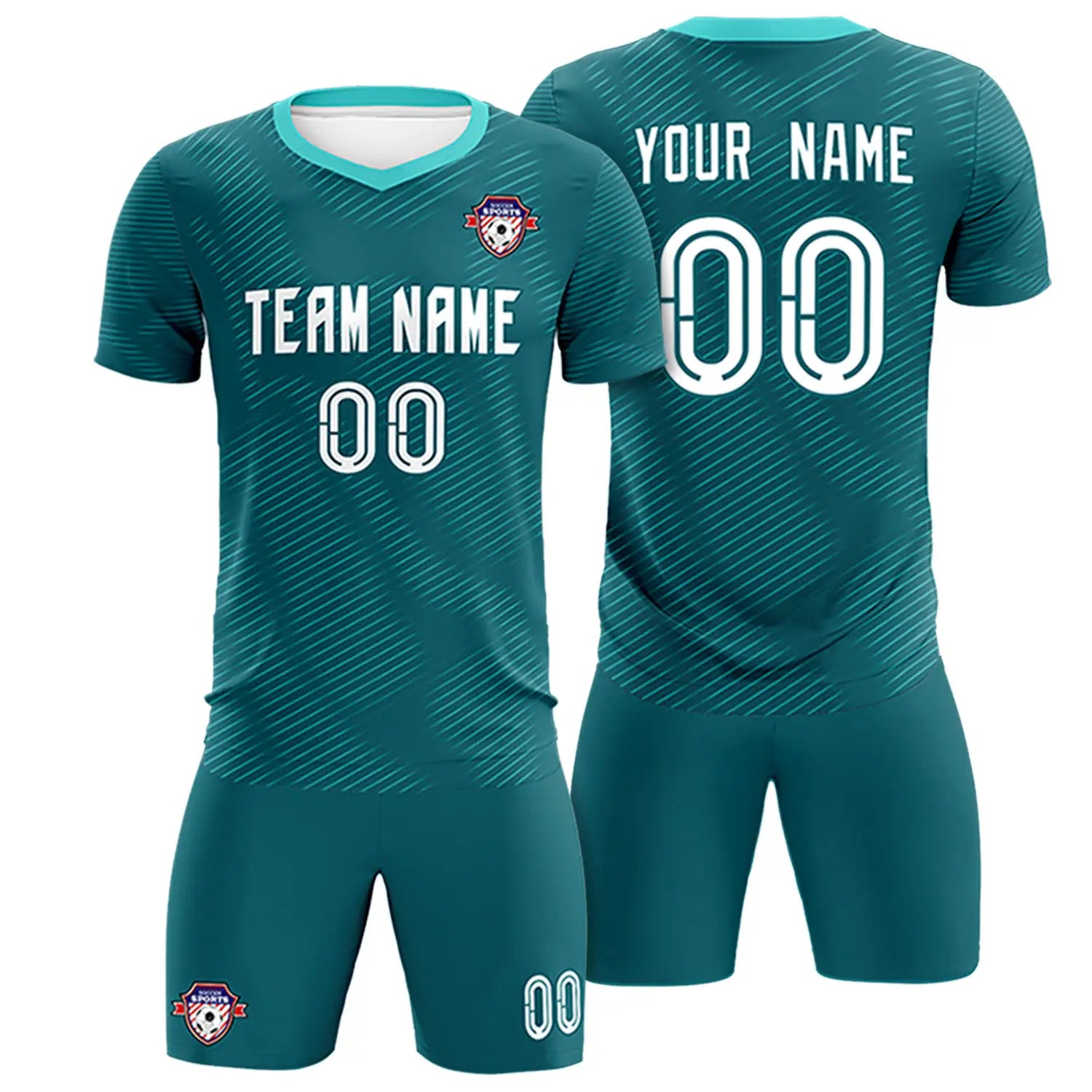 Custom Aqua Aqua Training Uniform For Men Soccer Sets Jersey