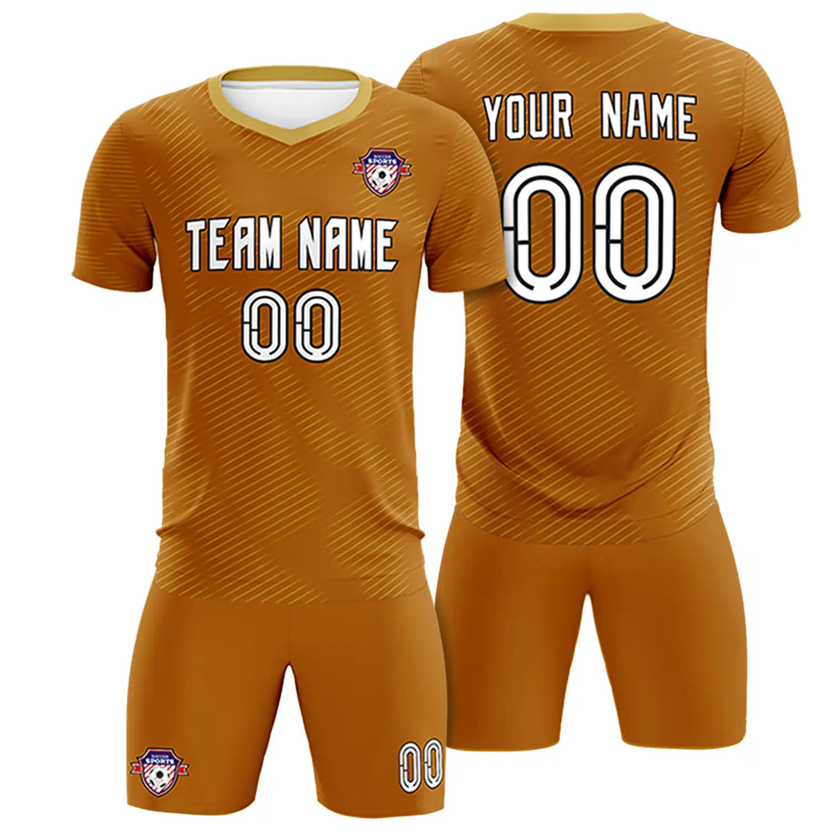 Custom Brown Khaki Training Uniform For Men Soccer Sets Jersey