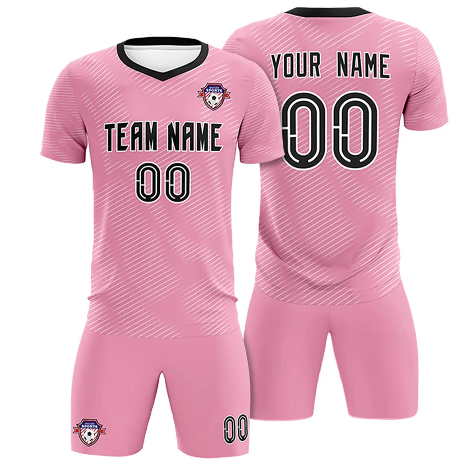 Custom Light Pink White Training Uniform For Men Soccer Sets Jersey
